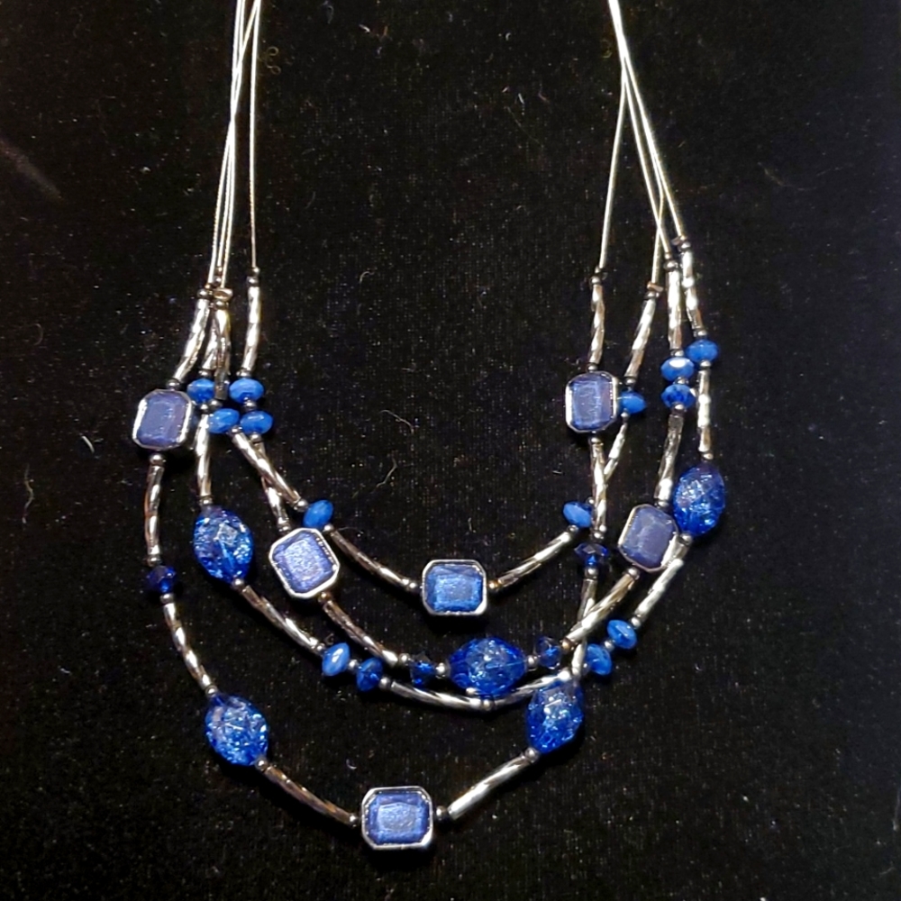 New Ricki's Multi Layer Black and Blue Tone Gemstone Necklace.